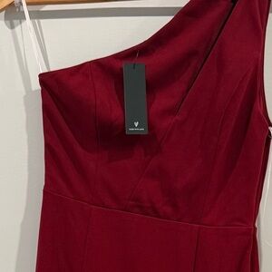 Lulu's One-Shoulder Burgundy Dress